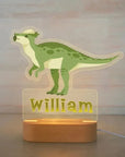 Warm White Pachycephalosaurus - Personalised LED Night Light Custom Baby Kids Name Cartoon Dinosaur Acrylic Lamp Baby Stork Night Light
