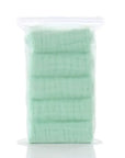 Green - Pastel Coloured Baby Muslin Wash Cloths - 5 Pack Muslin Cotton Face Towel and Washcloth for Sensitive Skin Baby Stork Burp Cloths
