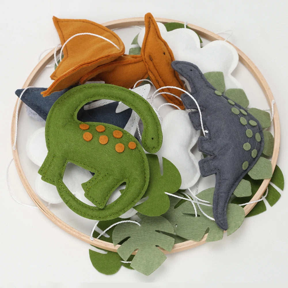 - Handmade Dinosaur Baby Mobile with Mountains & Leaves – Soft Felt Cot Mobile Baby Stork Baby Mobile