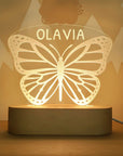 Bold Butterfly - Personalised Name Acrylic Night Light - 12 Fun Designs Baby Stork Night Light