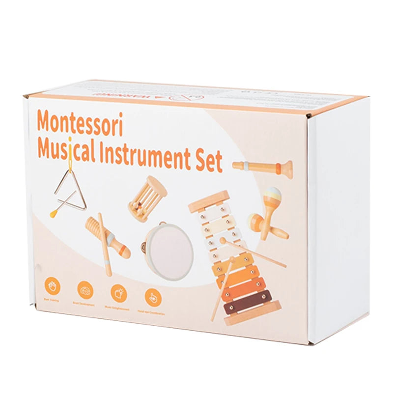 - Toddlers Early Education Wooden Musical Instrument Set Baby Stork Musical Toy