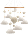 - Starry Night Bouclé Baby Mobile – Cream & Ivory Nursery Décor Baby Stork