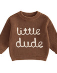 Brown - Little Dude Knit Sweater Baby Stork