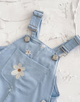 - Daisy Embroidered Overalls – Soft Blue Cotton Baby Stork