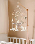 🌙 Space Whale Baby Mobile – Nautical Nursery Decor with Stars, Moon & Clouds