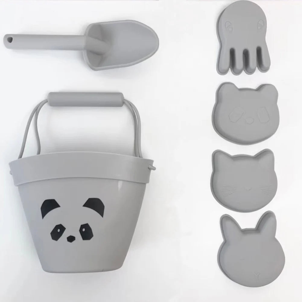 Panda - Silicone Beach Bucket Playset - 6 Designs for Beach Time Fun Baby Stork Beach & Sand Toys