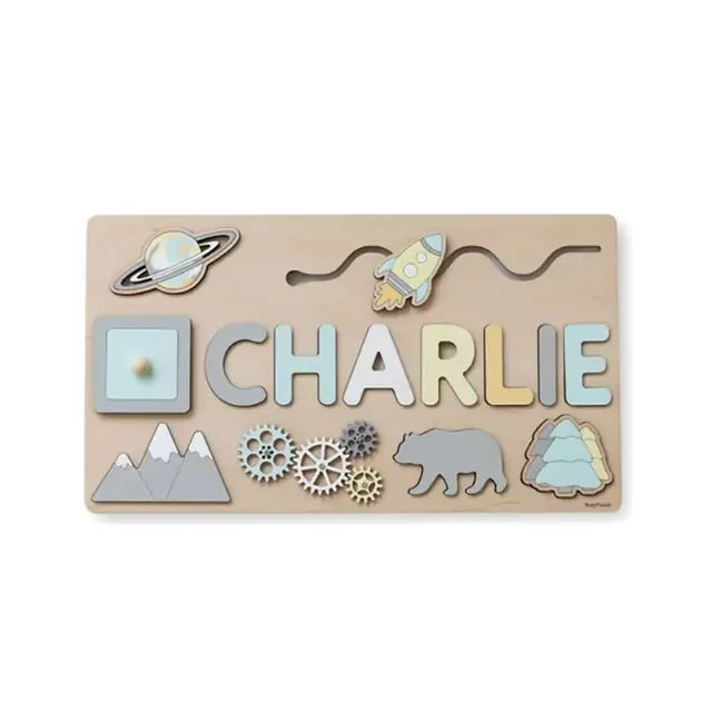 Style 3 - Custom Personalised Name Puzzle - Educational Wooden Toy Baby Stork Puzzles