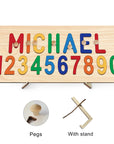 - Custom Wooden Name & Number Puzzle – Personalised Educational Toy Baby Stork