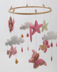 - Handmade Butterfly Baby Mobile – Pink Nursery Cot Mobile with Stars & Rainbows Baby Stork Baby Mobile