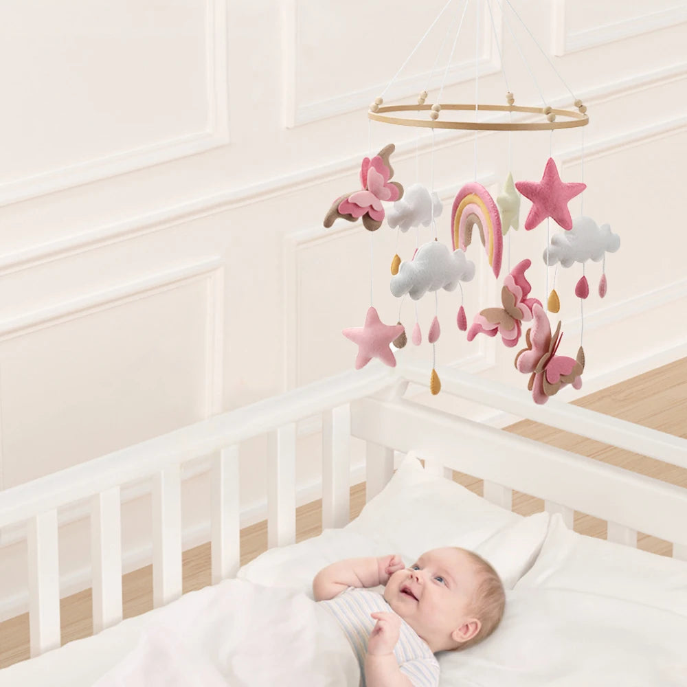 - Handmade Butterfly Baby Mobile – Pink Nursery Cot Mobile with Stars & Rainbows Baby Stork Baby Mobile