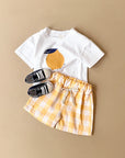 - Lemon Gingham Baby Set – 2 Piece Outfit | Yellow Baby Stork