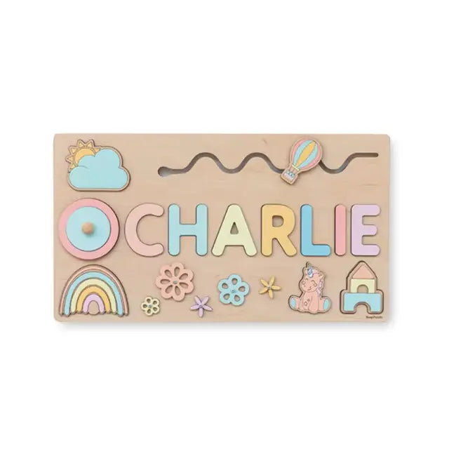Style 1 - Custom Personalised Name Puzzle - Educational Wooden Toy Baby Stork Puzzles
