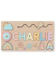 Style 1 - Custom Personalised Name Puzzle - Educational Wooden Toy Baby Stork Puzzles