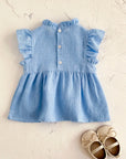 - Blue Daisy Flutter Dress – Sweet Ruffle Detail Baby Stork