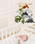 - Handmade Dinosaur Baby Mobile with Mountains & Leaves – Soft Felt Cot Mobile Baby Stork Baby Mobile