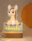 Horse Warm Light - Personalised Zoo Friends Night Light Custom Name LED Lamp for Kids Baby Stork Night Light