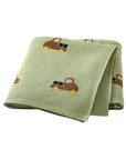 Green - Truck Pattern Baby Blanket – 90 × 70 cm | Soft Acrylic | 6 Colours Baby Stork