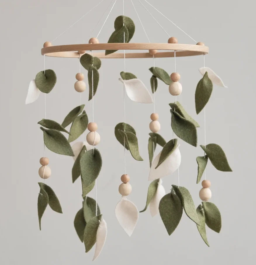 - Handmade Baby Forest Mobile – Green Leaf Crib Mobile for Nursery Decor & Baby Shower Gift Baby Stork Baby Mobile