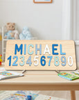 - Custom Wooden Name & Number Puzzle – Personalised Educational Toy Baby Stork