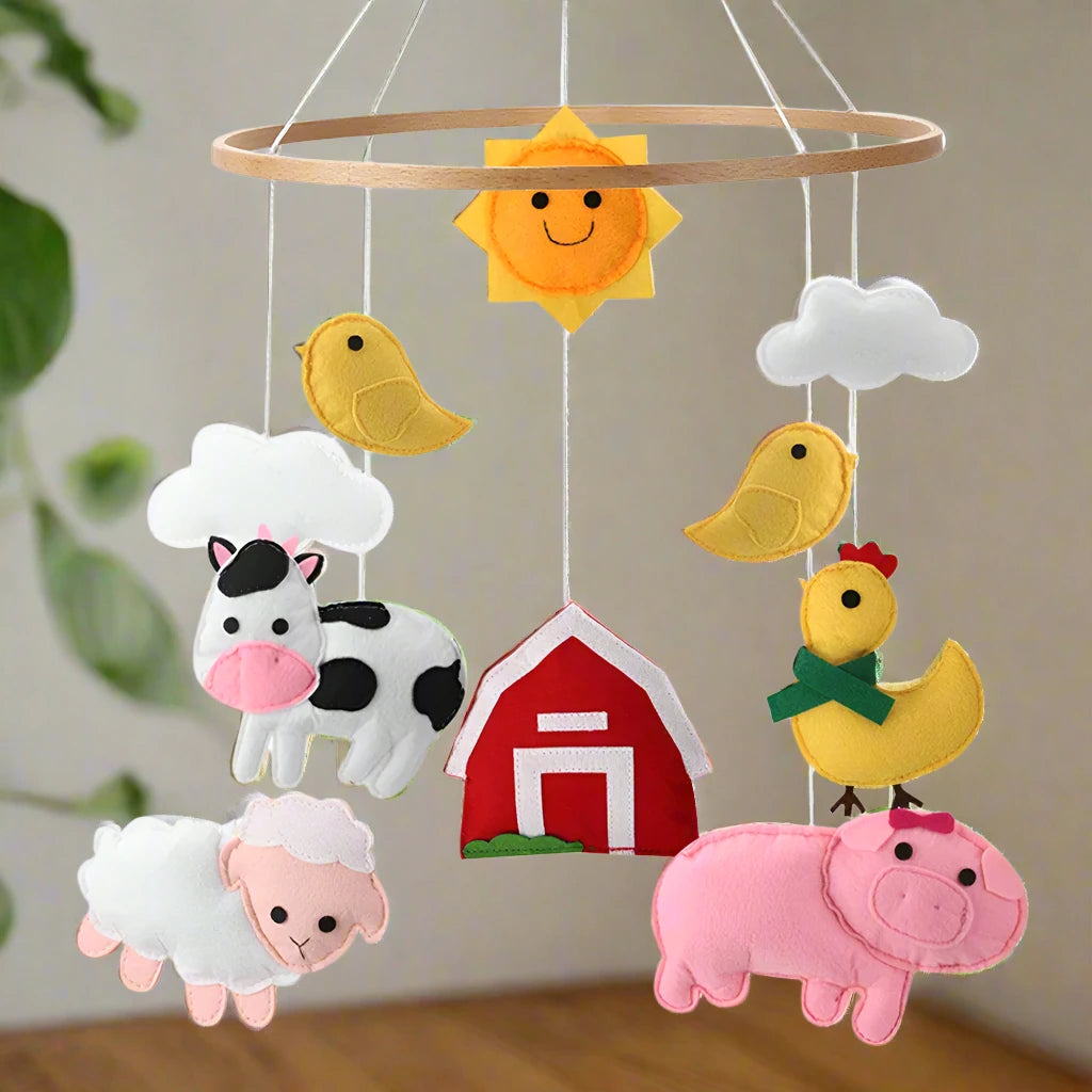 Barnyard Animals Felt Mobile Handmade Nursery Decor – Baby Stork