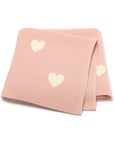 Pink - Soft Knit Love Heart Blanket Baby Stork Swaddling & Receiving Blankets
