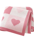 Pink - Heart Pattern Baby Blanket – 90 × 70 cm | Ultra-Soft Acrylic | Multiple Colours Baby Stork