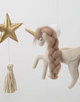 🦄 Golden Unicorn Baby Mobile – Elegant Crib Mobile for Girls’ Nursery