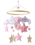 - Bear Cuddling the Moon & Night Sky Felt Nursery Mobile Baby Stork Baby Mobile
