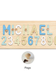 - Custom Wooden Name & Number Puzzle – Personalised Educational Toy Baby Stork