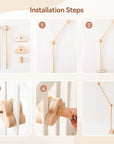 - Wooden Cot Arm - Wood Cloud Design Baby Stork Baby Mobile