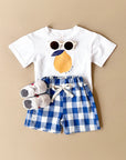 2-3Y - Lemon Gingham Baby Set – 2 Piece Outfit | Blue Baby Stork