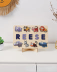 - Personalised Safari Animals Name Puzzle – Wooden Montessori Toddler Toy, Custom Jungle Gift Baby Stork Puzzles