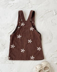 - Chocolate Corduroy Overall Dress – Embroidered Daisy Pinafore Baby Stork