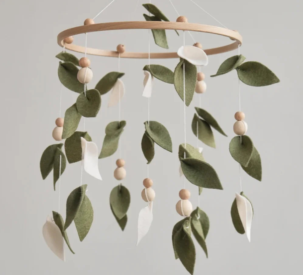 - Handmade Baby Forest Mobile – Green Leaf Crib Mobile for Nursery Decor & Baby Shower Gift Baby Stork Baby Mobile