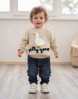 Goose Knit Baby Jumper | Embroidered Cotton Blend Toddler Sweater