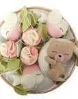 🌸 Boho Teddy Bear Baby Mobile – Girl's Nursery Decor with Birds, Flowers & Leaves