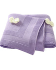 Lilac - Super Soft Knitted Baby Blanket – Heart Pattern (90×70cm) Baby Stork