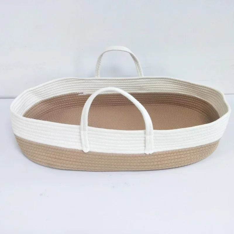 Boho Cotton Rope Moses Portable Change Basket + Mattress