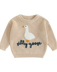 Goose Knit Baby Jumper | Embroidered Cotton Blend Toddler Sweater