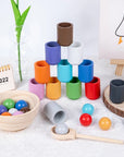 - Montessori Wooden Balls in Cups Sorter - Rainbow Colour Sorting Game Baby Stork Baby & Kids > Toys