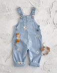 - Daisy Embroidered Overalls – Soft Blue Cotton Baby Stork