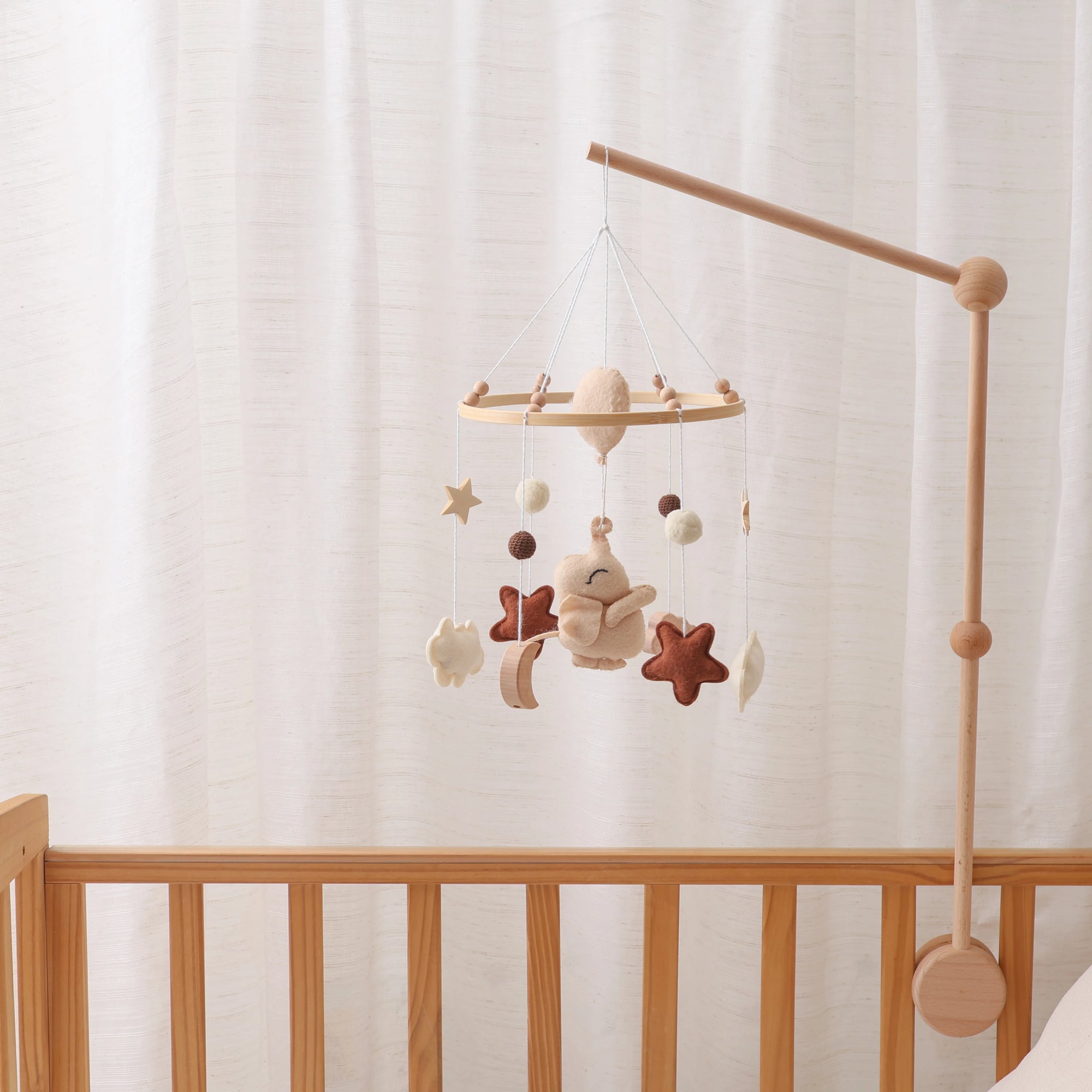 - Neutral Bear & Moon Baby Mobile – Natural Nursery Decor Baby Stork Baby Mobile