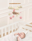 🌙 Teddy Bear Moon Baby Mobile – Pink Stars and Clouds Crib Mobile