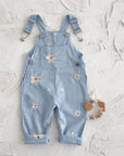 - Daisy Embroidered Overalls – Soft Blue Cotton Baby Stork