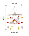 Yellow & Red - Boho Rainbow Wooden Crib Mobile with Felt & Wool Balls - Baby Crib Mobile Baby Stork Baby Mobile