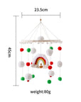 Green & Red - Boho Rainbow Wooden Crib Mobile with Felt & Wool Balls - Baby Crib Mobile Baby Stork Baby Mobile