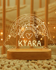 Rainbow - Personalised Name Acrylic Night Light - 12 Fun Designs Baby Stork Night Light