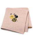 Pink - Soft Knit Busy Bee Blanket Baby Stork Swaddling & Receiving Blankets