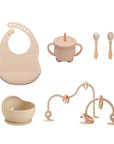 Beige - My First Feeding Set | Baby Cutlery & Bowl Set with Integrated Motor Skills Game Baby Stork Nursing & Feeding