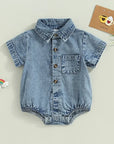- Denim Button-Up Romper Baby Stork